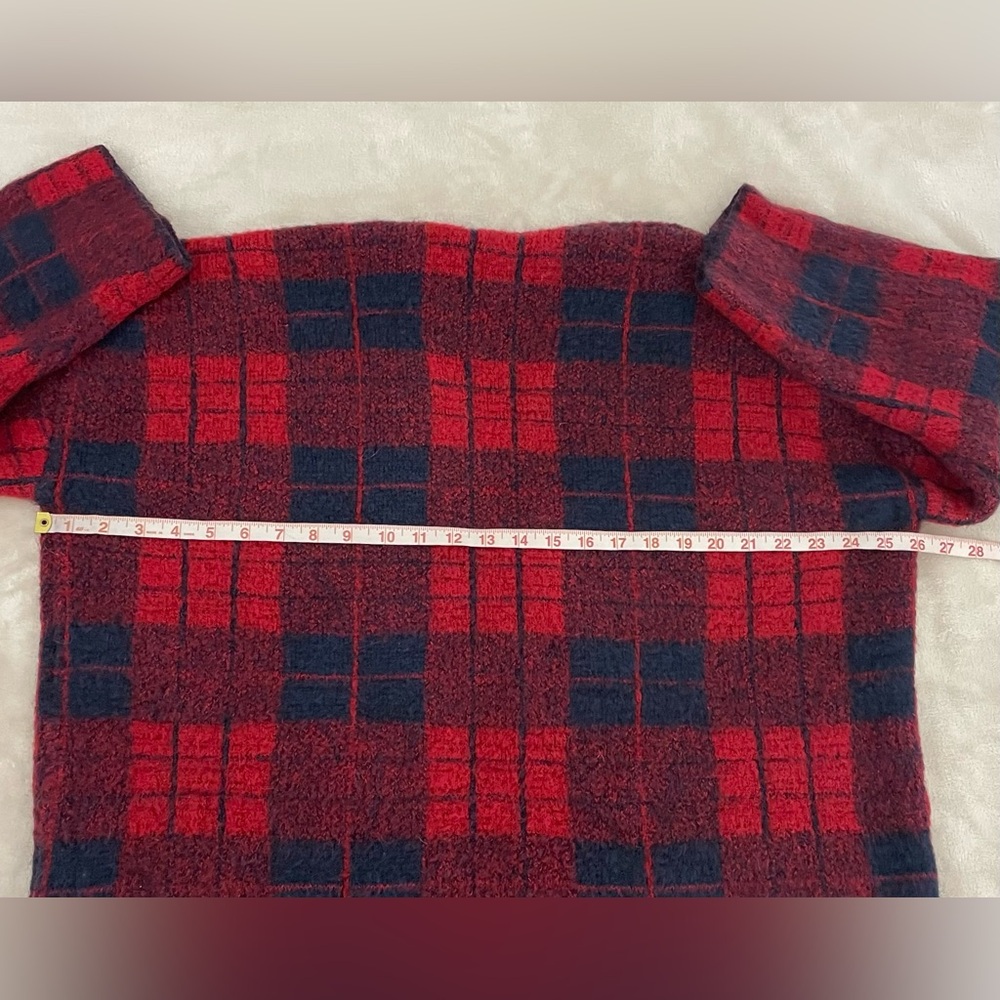 Gemelli Red & Black Plaid Cardigan Coat. Made in Italy. So Soft & Warm! Size L - Picture 6 of 13